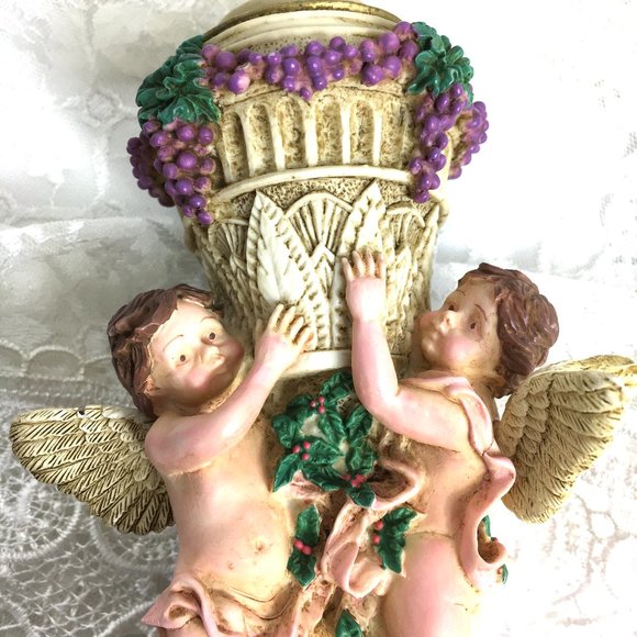 Cupids Angels Resin Romantic Candle Stick Holder Vtg - Picture 7 of 15